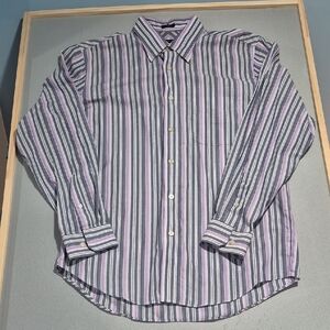 Van Heusen Men's Striped Shirt - Purple and Gray